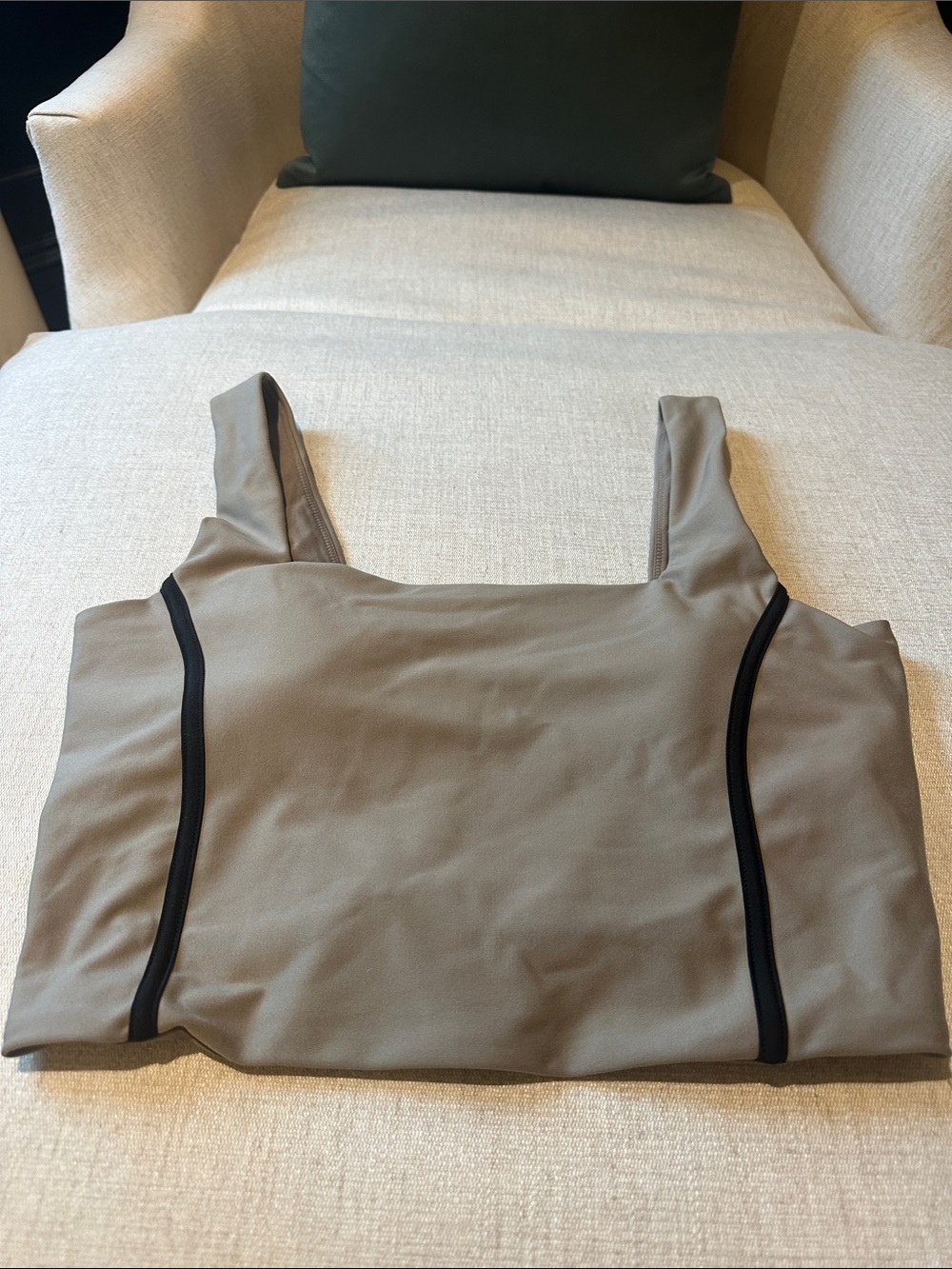 Abercrombie & Fitch workout Taupe Tank with Black Piping